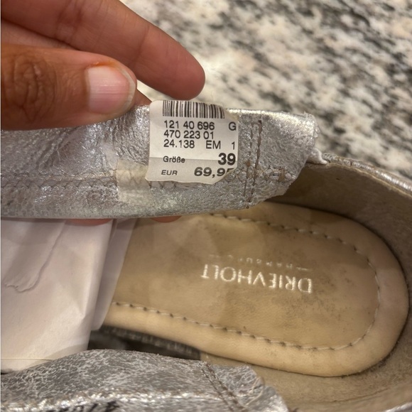 Silver Metallic Slip-On Sandals with Wide Straps - Picture 6 of 8